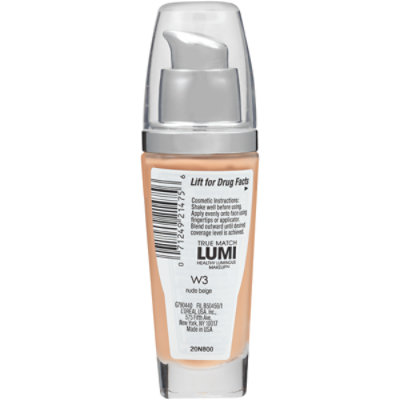 L'Oreal Paris True Match W3 Nude Beige SPF 19 Lumi Healthy Luminous Makeup - 1 Oz - Image 3