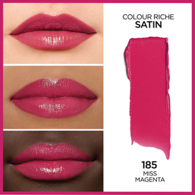 L'Oreal Paris Colour Riche Original Satin Lipstick for Moisturized Lips Miss Magenta - 0.13 Oz - Image 3