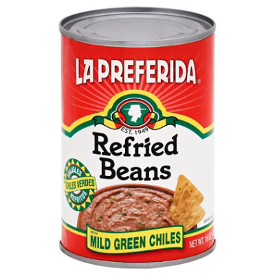 La Preferida Beans Refried Mild Green Chiles Can - 16 Oz - Image 1