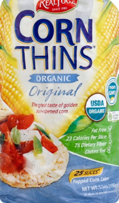 Real Foods Corn Thins Popped Corn Cakes Organic Original  - 26 Count - Image 2