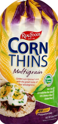 Real Foods Corn Thins Popped Corn Cakes Multigrain - 25 Count - Image 2