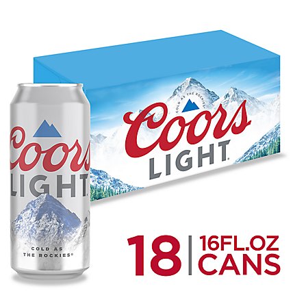 Coors Light Beer American Style Light Lager 4.2% ABV Cans - 18-16 Fl. Oz. - Image 1