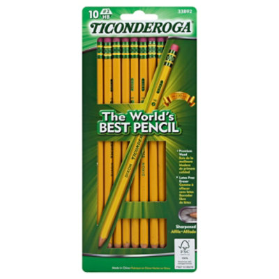 Dixon Ticonderogo #2 Presharpened Pencils, 10-count, Pencils, Erasers &  Sharpeners