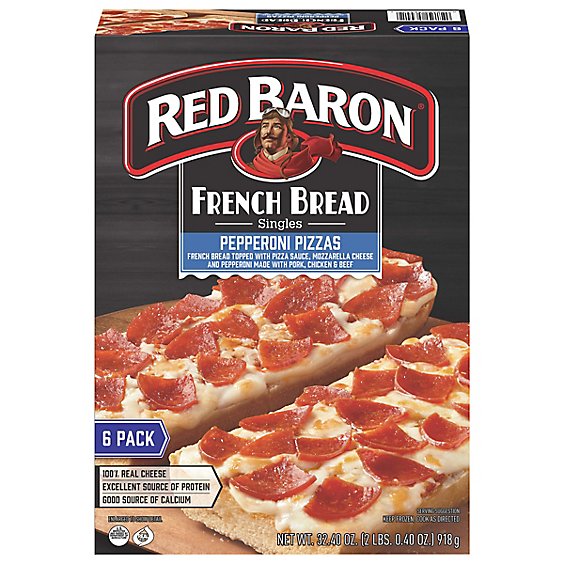 Red Baron Pizza French Bread Singles Pepperoni Value Pack 6 Count - 32.4 Oz
