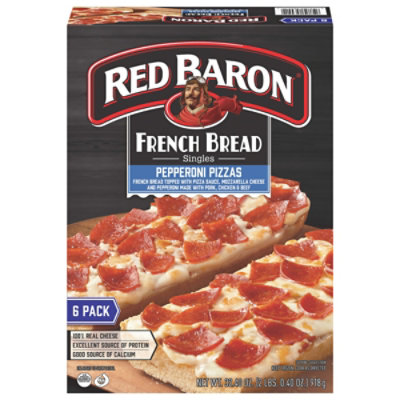 Red Baron Pizza French Bread Singles Pepperoni Value Pack 6 Count - 32.4 Oz