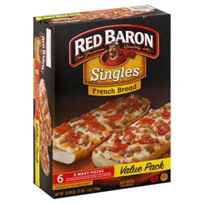 Red Baron Pizza French Bread Singles Three Meat Value Pack 6 count - 33 Oz