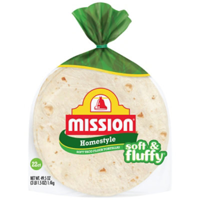 Mission Tortillas Flour Homestyle Bag 22 Count - 49.5 Oz - Image 1