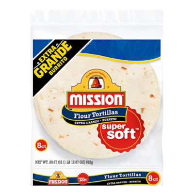 Mission Tortillas Flour Burrito Extra Grande Super Soft Bag 8 Count - 28.67 Oz - Image 3