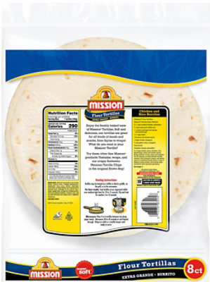 Mission Tortillas Flour Burrito Extra Grande Super Soft Bag 8 Count - 28.67 Oz - Image 6