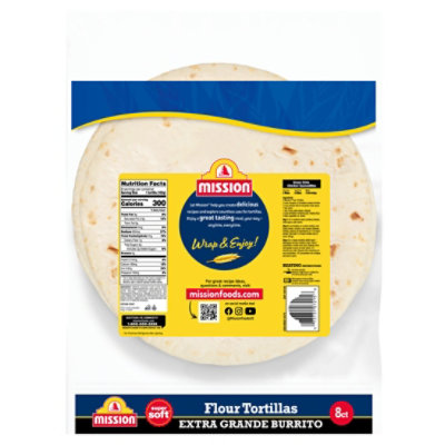 Mission Tortillas Flour Burrito Extra Grande Super Soft Bag 8 Count - 28.67 Oz - Image 2