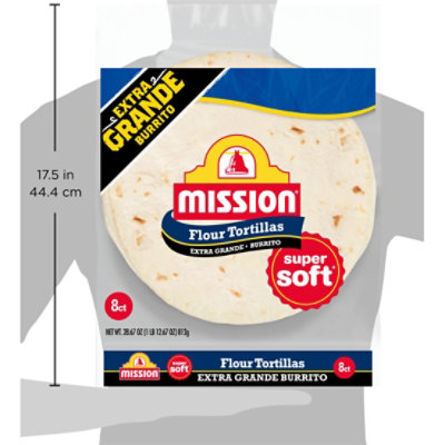 Mission Tortillas Flour Burrito Extra Grande Super Soft Bag 8 Count - 28.67 Oz - Image 5