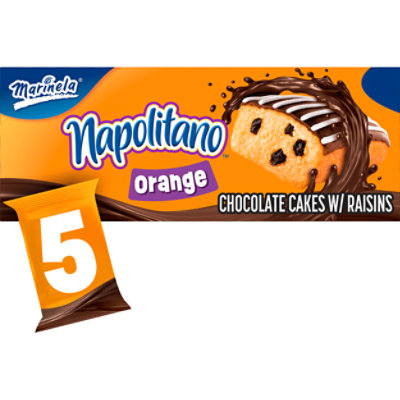 Marinela Napolitano Orange Snack Cakes with Raisins and Chocolate Frosting 5-Pack - 12.34 Oz