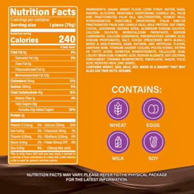 Marinela Napolitano Orange Snack Cakes with Raisins and Chocolate Frosting 5-Pack - 12.34 Oz - Image 5