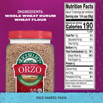 Rice Select Orzo 100% Whole Wheat Jar - 32 Oz - Image 7