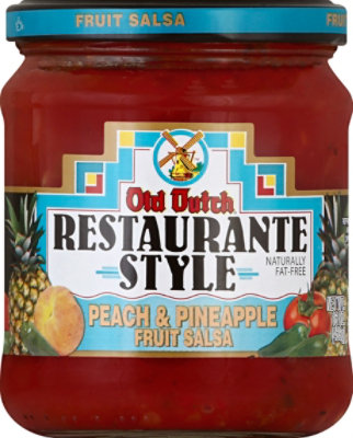 Old Dutch Salsa Restaurante Style Fruit Salsa Fat Free Peach & Pineapple Jar - 16 Oz