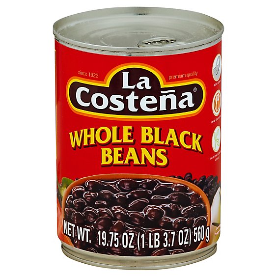 La Costena Beans Black Whole Can - 19.75 Oz