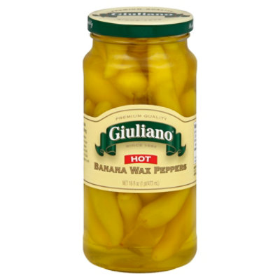 Giuliano Peppers Banana Wax Hot - 16 Fl. Oz.