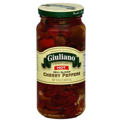 Giuliano Peppers Cherry Deli Sliced Hot - 16 Fl. Oz. - Image 1