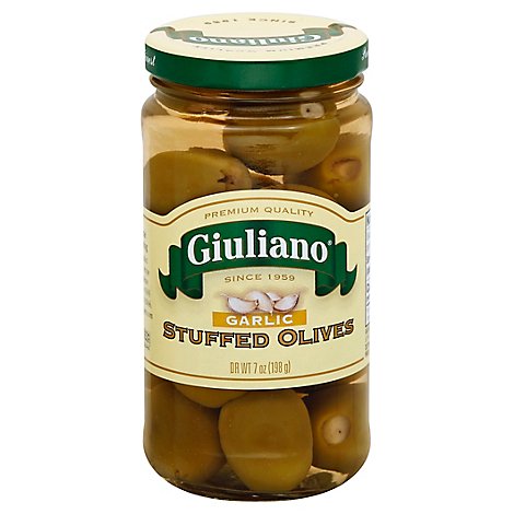 Giuliano Olives Stuffed Garlic - 7 Oz