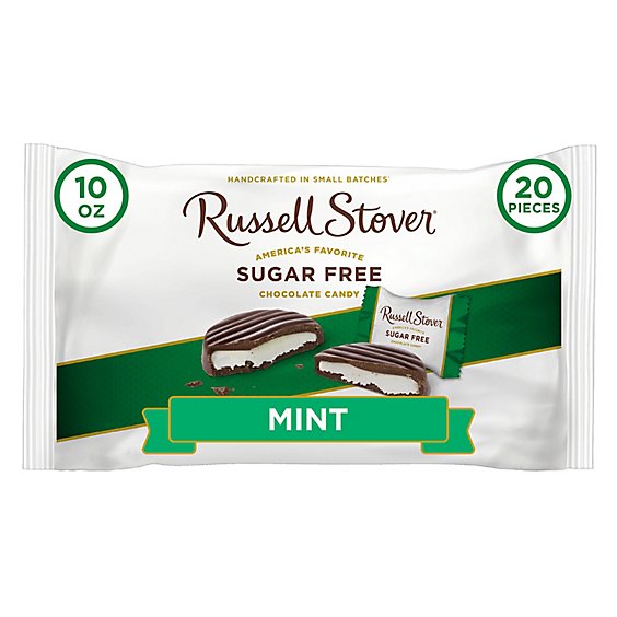 Russell Stover Sugar Free Dark Chocolate Mint Patties Bag - 10 Oz