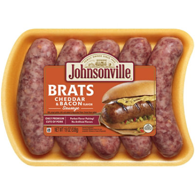 Johnsonville Brats Cheddar & Bacon Sausage 5 Links - 19 Oz - Image 1