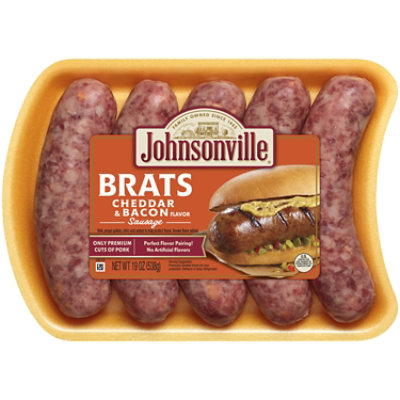 Johnsonville Brats Cheddar & Bacon Sausage 5 Links - 19 Oz