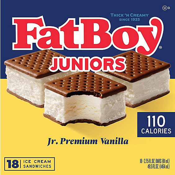 FatBoy Vanilla Jr. Ice Cream Sandwich - 18-2.75 Oz