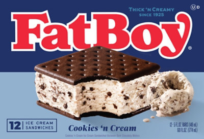 FatBoy Cookies And Cream Ice Cream Sandwich - 12-5 Oz