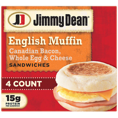 Jimmy Dean Canadian Bacon Whole Cracked Egg & Cheese English Muffin Sandwiches 4 Count - Image 1