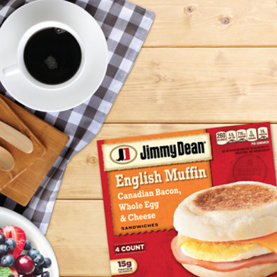 Jimmy Dean Canadian Bacon Whole Cracked Egg & Cheese English Muffin Sandwiches 4 Count - Image 2