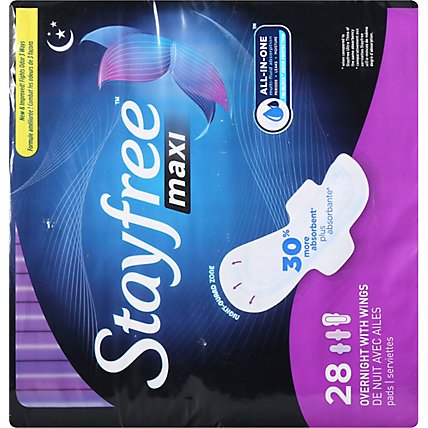 Stayfree Maxi Overnight Pads with Wings with Night Guard Zone - 28 Count - Image 4