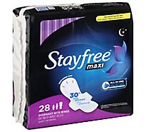 Stayfree Maxi Overnight Pads with Wings with Night Guard Zone - 28 Count