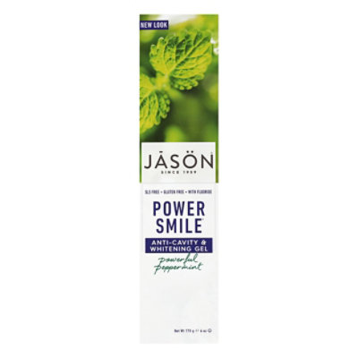 JASON Toothpaste Power Smile Anti-Cavity Whitening Powerful Peppermint - 6 Oz - Image 1