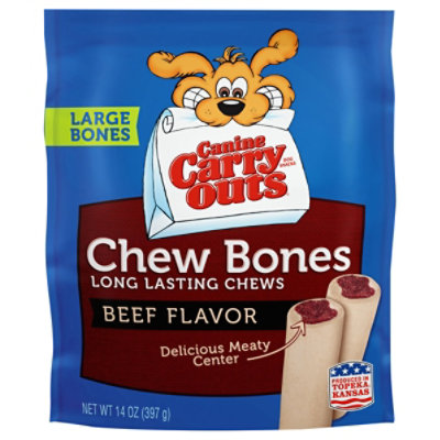 Canine Carry Outs Dog Chew Bones Large Beef Flavor Pouch 14 Oz albertsons