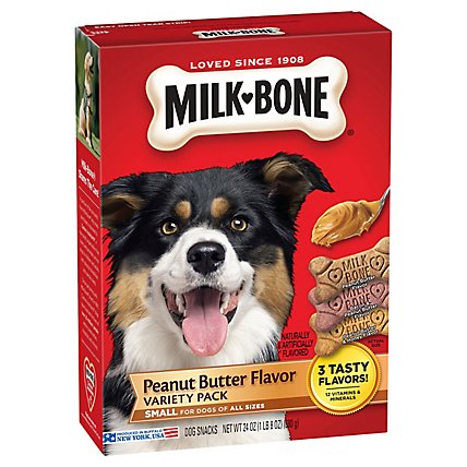 Milk-Bone Flavor Snacks Dog Snacks For All Sizes Small Peanut Butter Variety Pack - 24 Oz - Image 1