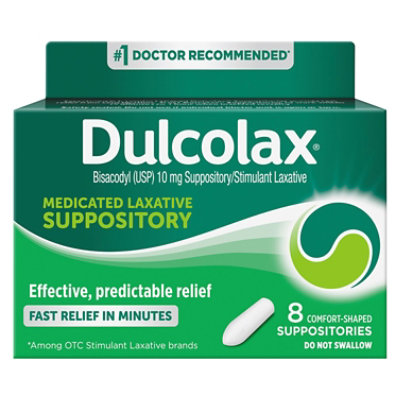 Ducolax Laxative Medicated 10 mg Comfort Shaped Suppository - 8 Count