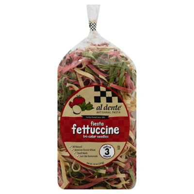 Al Dente Pasta Artisanal Fettuccine Noodles Tri-Color - 12 Oz