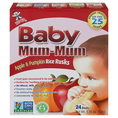 Hot Kid Baby Mum-Mum Rice Rusks Selected Superior Apple 24 Count - 1.76 Oz - Image 3