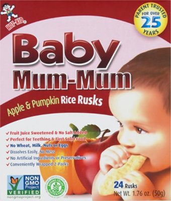 Hot Kid Baby Mum-Mum Rice Rusks Selected Superior Apple 24 Count - 1.76 Oz - Image 6