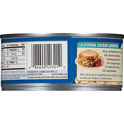 Bumble Bee Chicken Breast Chunk with Rib Meat in Water - 10 Oz - Image 6