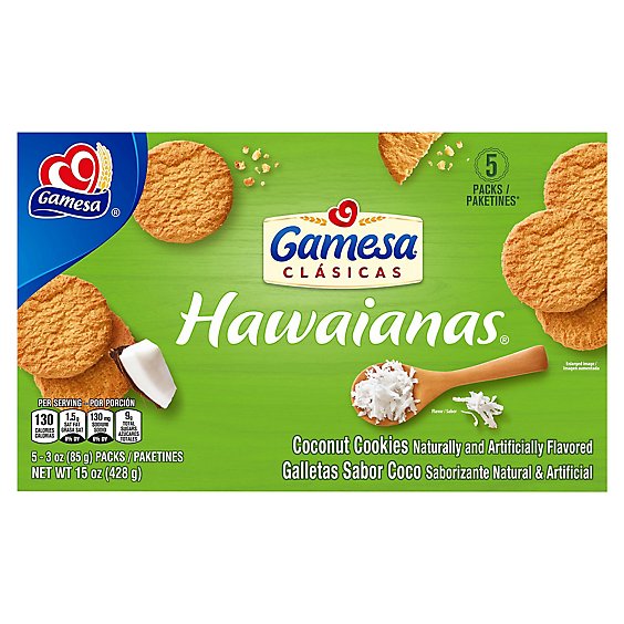 Gamesa Hawaianas Cookies Coconut Natural And Artificially Flavored Box - 5-3 Oz