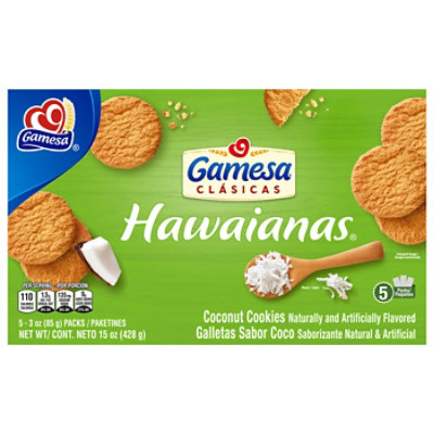 Gamesa Hawaianas Cookies Coconut Natural And Artificially Flavored Box - 5-3 Oz
