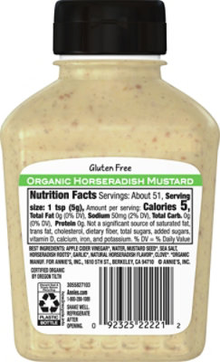 Annies Naturals Horseradish Mustard Organic - 12 Fl. Oz. - Image 5