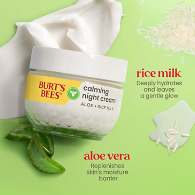 Burt's Bees Sensitive Calming Night Cream with Aloe and Rice Milk - 1.8 Oz. - Image 4