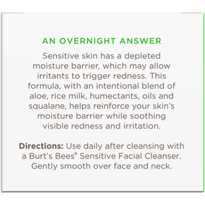 Burt's Bees Sensitive Calming Night Cream with Aloe and Rice Milk - 1.8 Oz. - Image 2