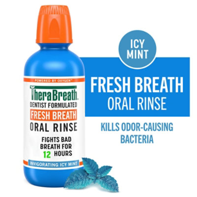 TheraBreath Fresh Breath Icy Mint Alcohol Free Mouthwash - 16 Fl. Oz. - Image 1