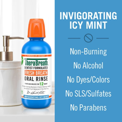 TheraBreath Fresh Breath Icy Mint Alcohol Free Mouthwash - 16 Fl. Oz. - Image 4