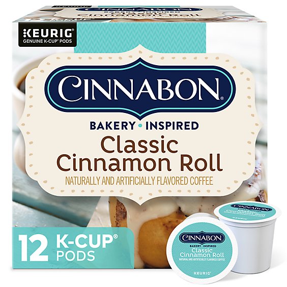 Cinnabon Coffee K-Cup Pods Light Roast Classic Cinnamon Roll - 12-0.33 Oz