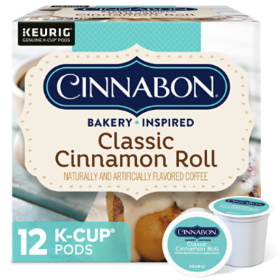 Cinnabon Coffee K-Cup Pods Light Roast Classic Cinnamon Roll - 12-0.33 Oz