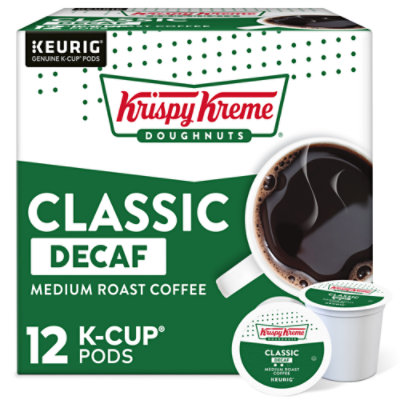 Krispy Kreme Doughnuts Coffee K-Cup Pods Medium Roast Decaf - 12-0.33 Oz